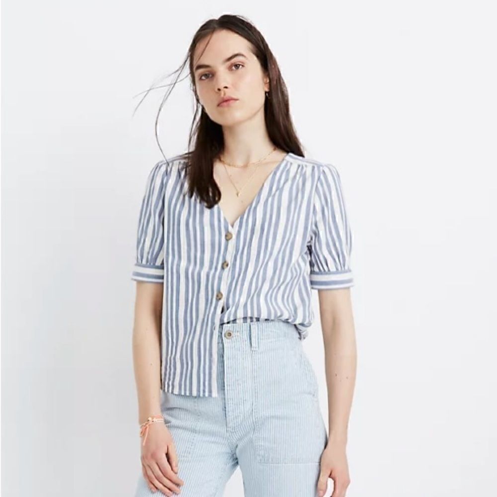 NWT MADEWELL Striped Button Down Blouse